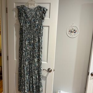 Sonoma Blue Floral Paisley Maxi Dress Large